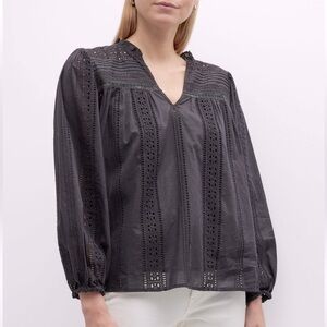 🥑Velvet Jordyn broderie anglaise blouse black XS